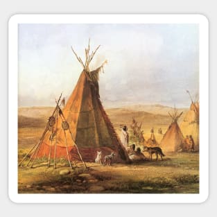 Teepees on the Plain by Karl Bodmer Sticker